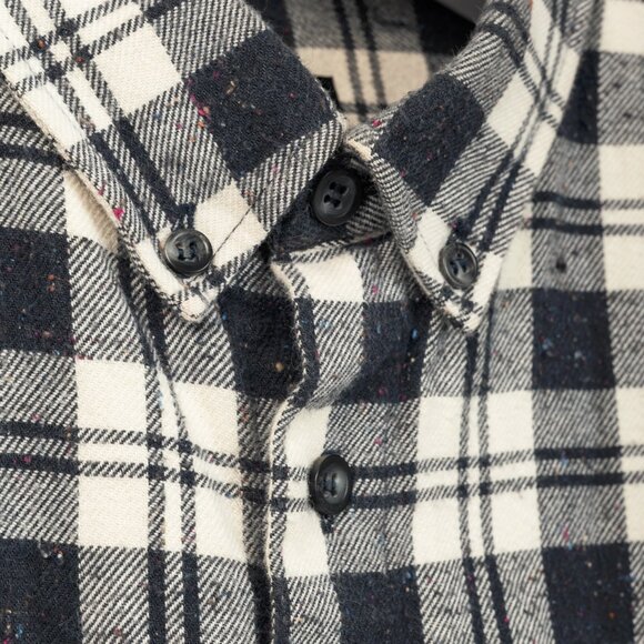 A.P.C. Navy & White Plaid-Flannel Buttoned Shirt - Picture 6 of 10